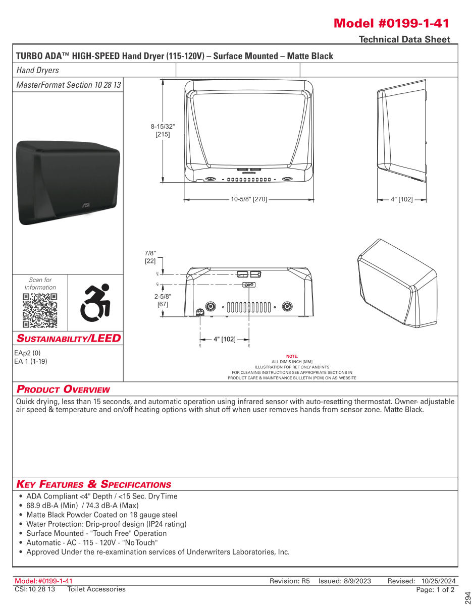 ASI 0199-41- Hand Dryer - Turbo High Speed - Black - Image 2
