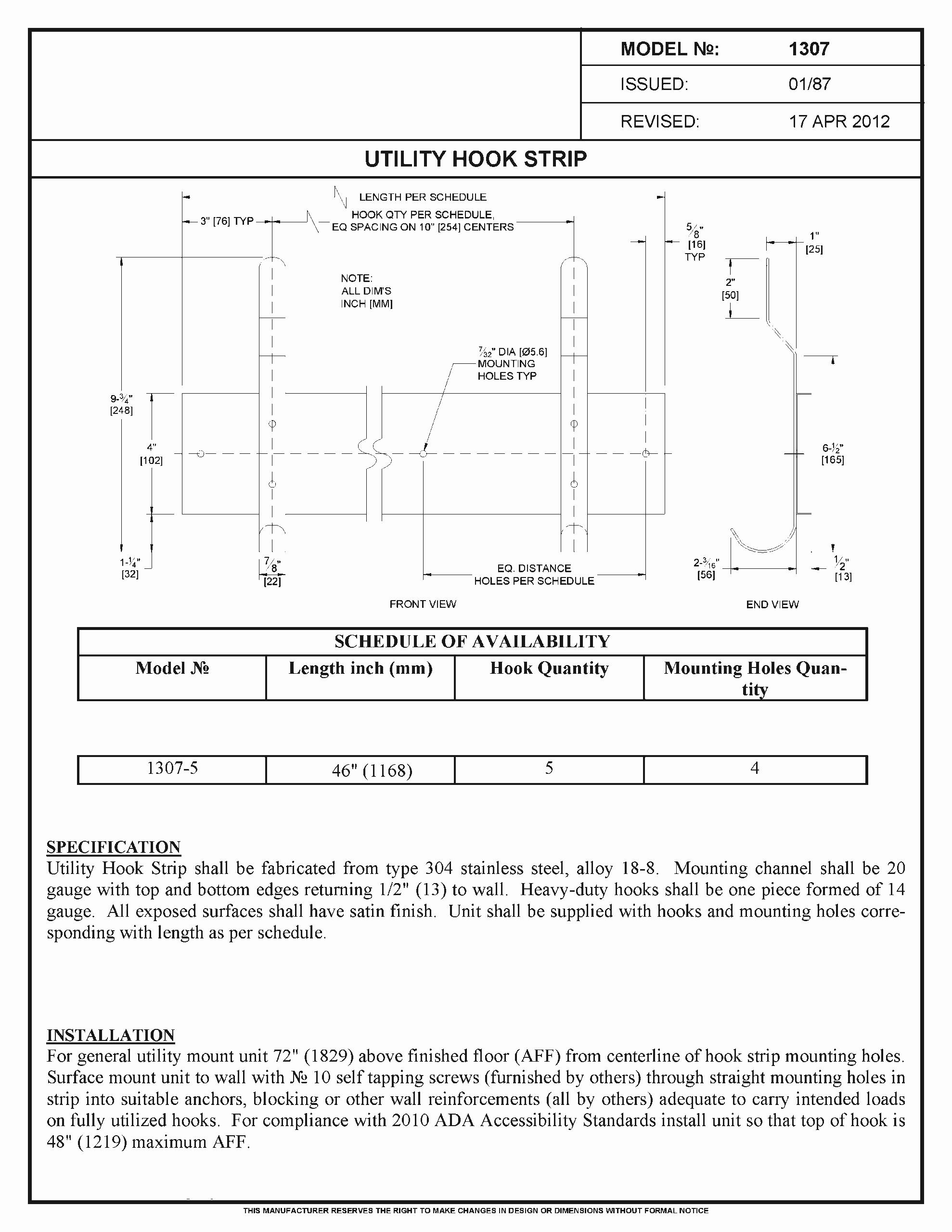 ASI 1307 - Utility Hook Strip - Image 4